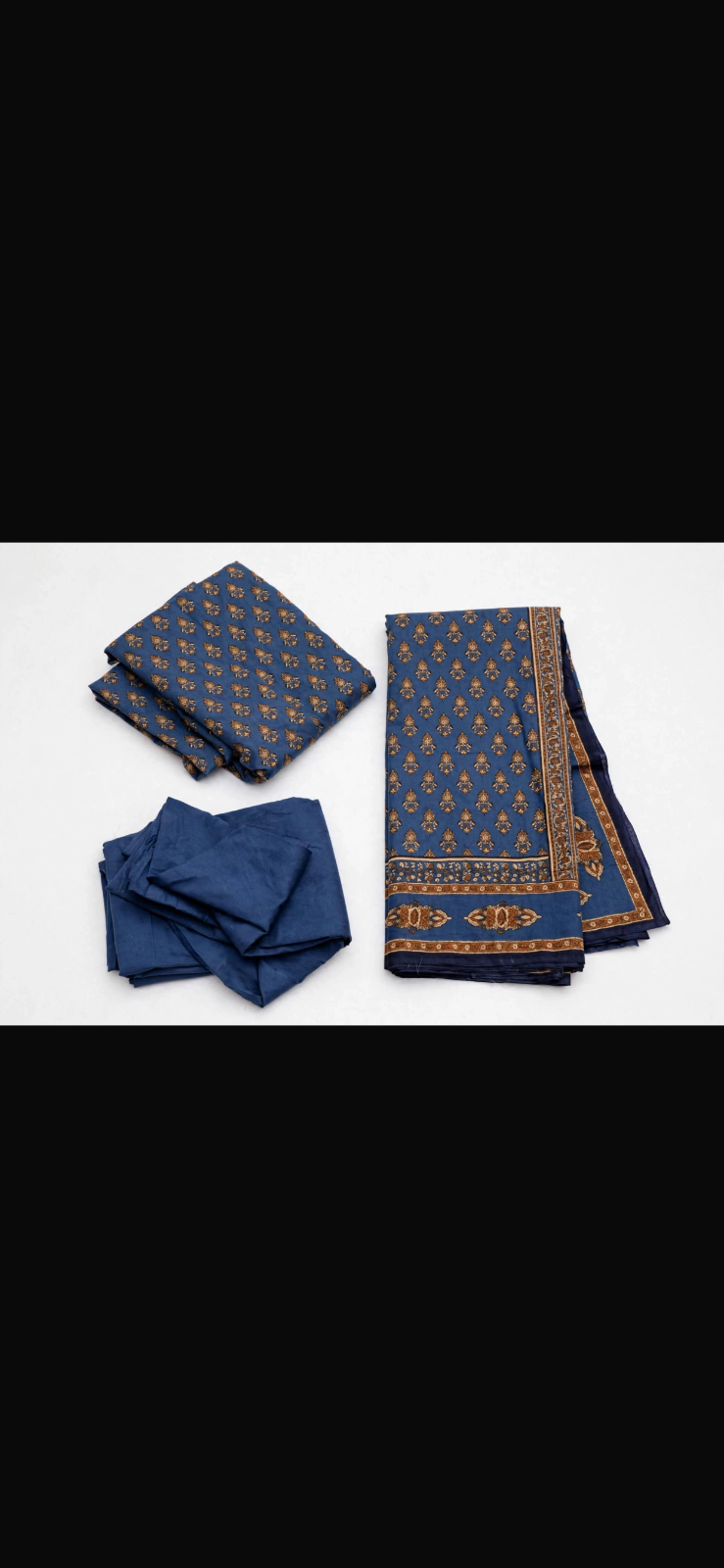 Gul Ahmed Navy Blue Printed Winter Khaddar 3 Piece Suit — photo 2