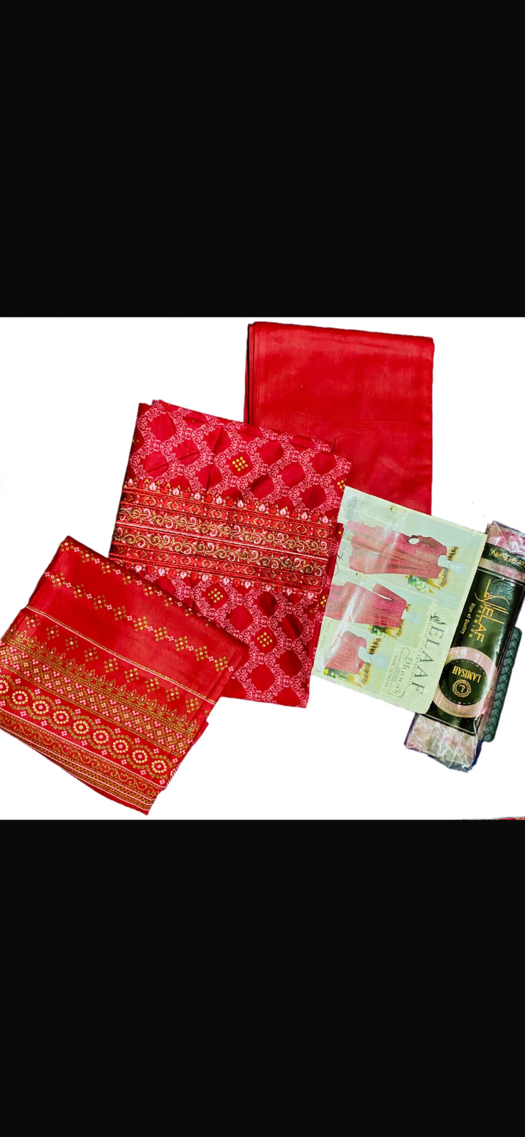 Red Embroidered Dhanak 3 Piece Suit with Printed Dhanak Dupatta — photo 2