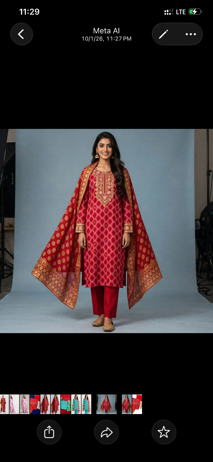 Red Embroidered Dhanak 3 Piece Suit with Printed Dhanak Dupatta — photo 1
